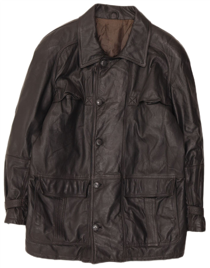 Chaqueta de cuero vintage para hombre IT 52 XL Gris