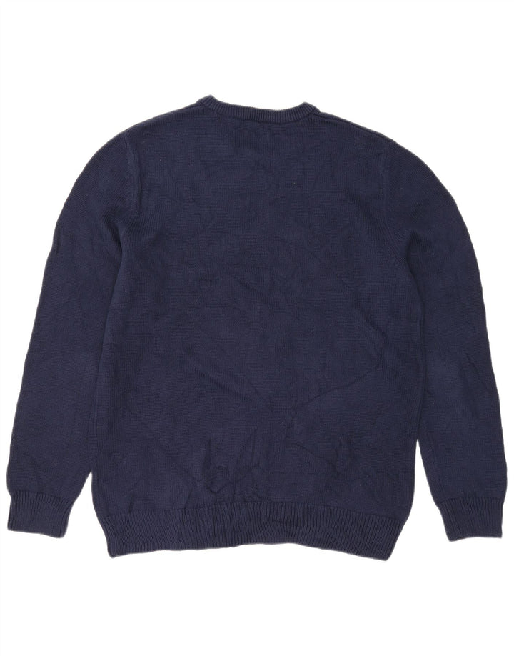 Chaps Hombre Cuello Redondo Jersey Suéter Medio Azul Marino Algodón