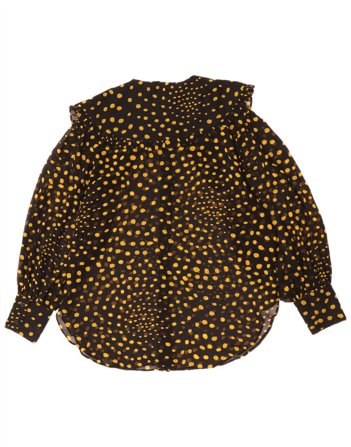 Topshop Blusa tipo camisa extragrande para mujer UK 10 Small Poliéster con lunares negros