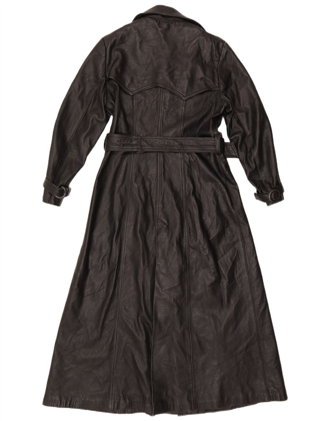 Vintage mujer cuero abrigo Reino Unido 16 grande negro