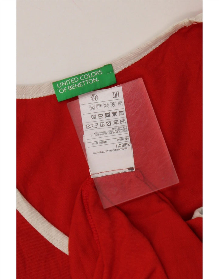 BENETTON Camiseta sin mangas estampada para hombre XS Algodón color block rojo