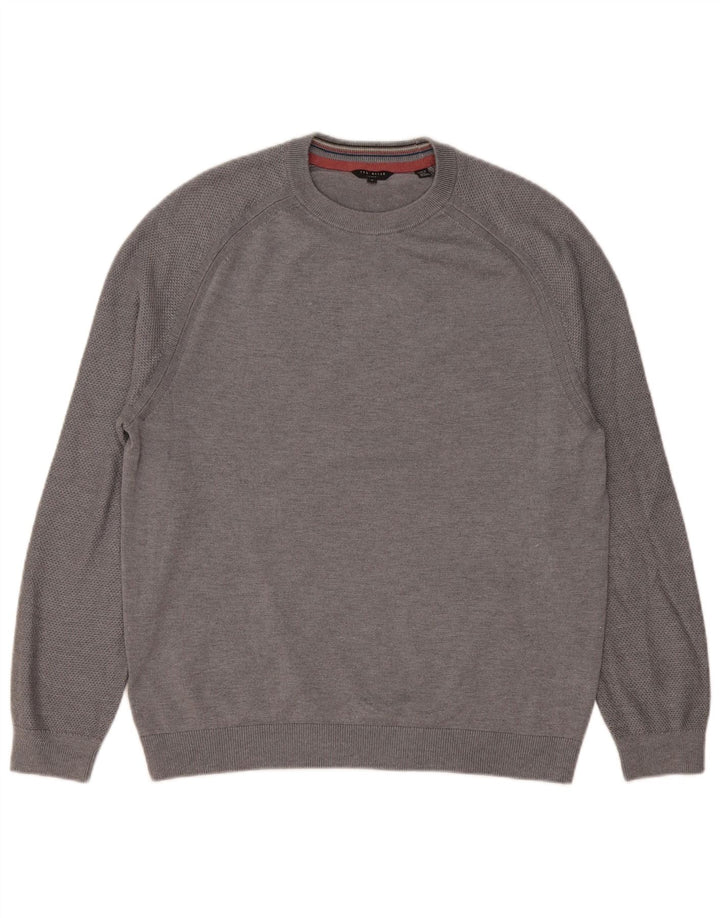 Ted Baker - Jersey de cuello redondo para hombre, talla 4, poliéster gris grande