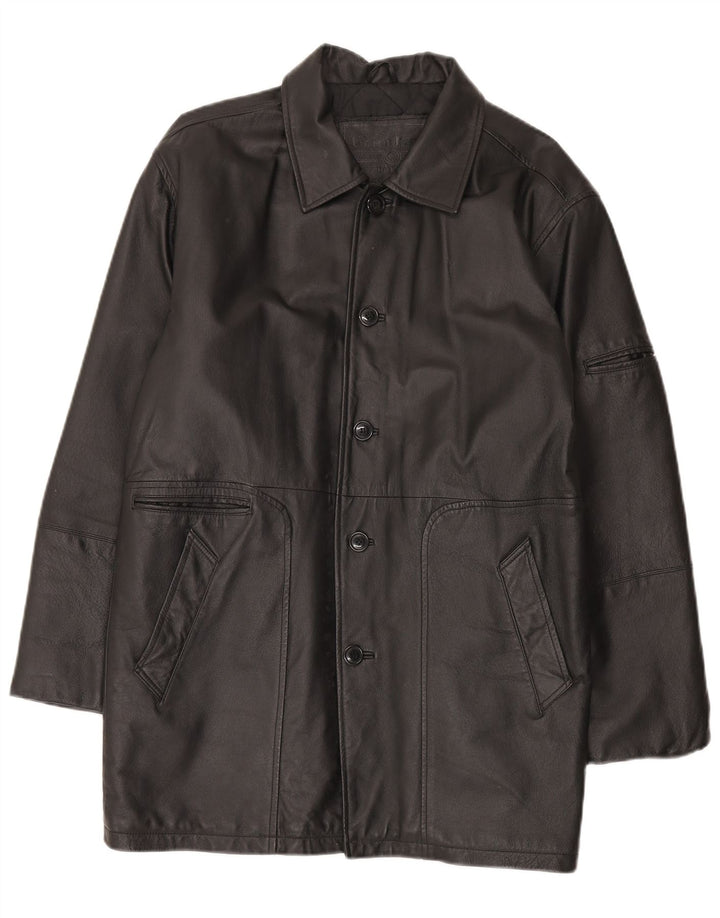 Union River Abrigo de cuero para hombre Reino Unido 41/43 Cuero negro grande