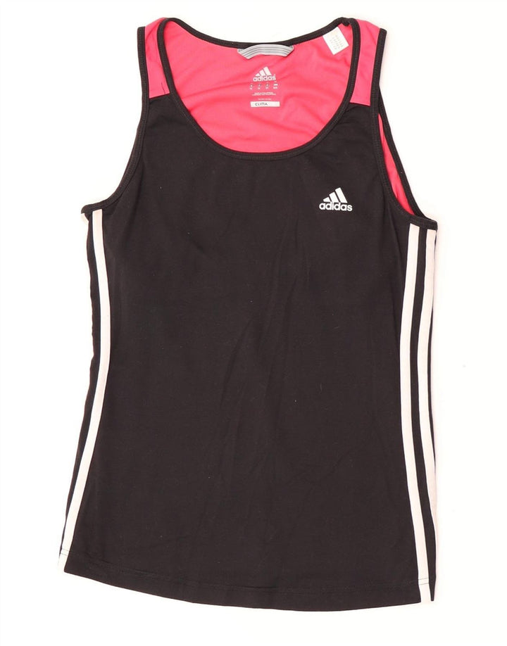 Adidas Mujer Climalite Chaleco Top UK 40 Mediano Negro Colorblock Nylon