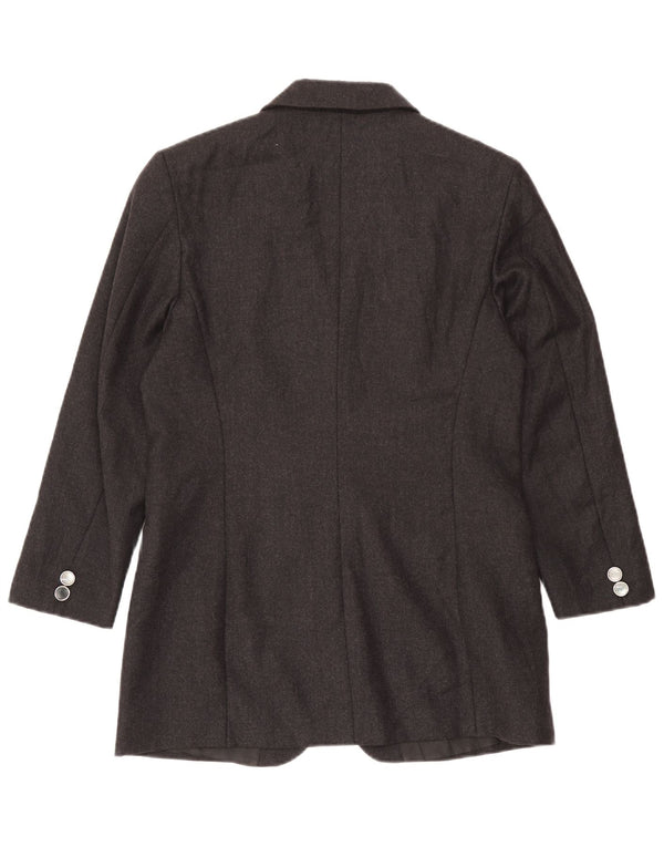 Vintage mujer Longline 3 botón Blazer chaqueta Reino Unido 14 gris medio