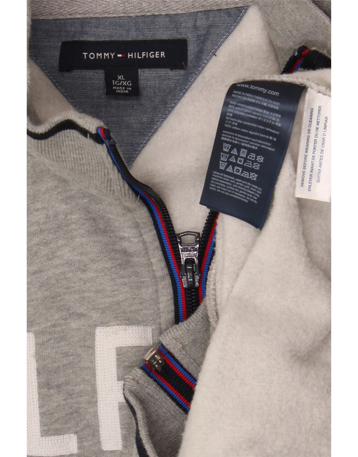 TOMMY HILFIGER Chaqueta superior de chándal con gráfico para hombre XL Algodón gris