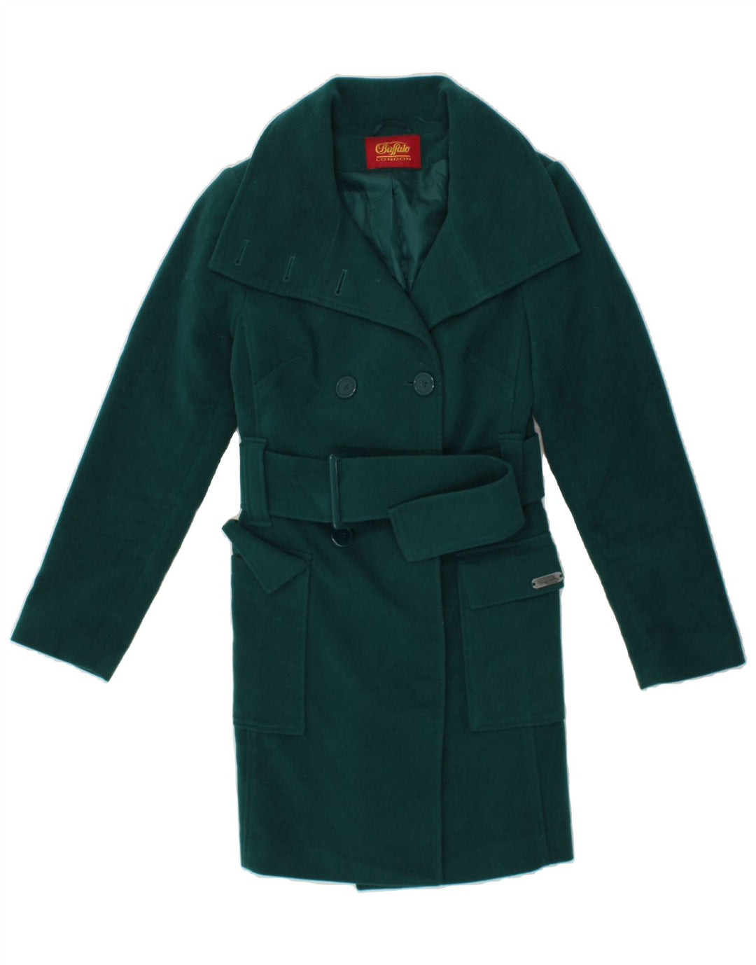 BUFFALO Womens Double Breasted Coat UK 8 Small Green Polyester Vintage Buffalo and Second-Hand Buffalo from Messina Hembry 