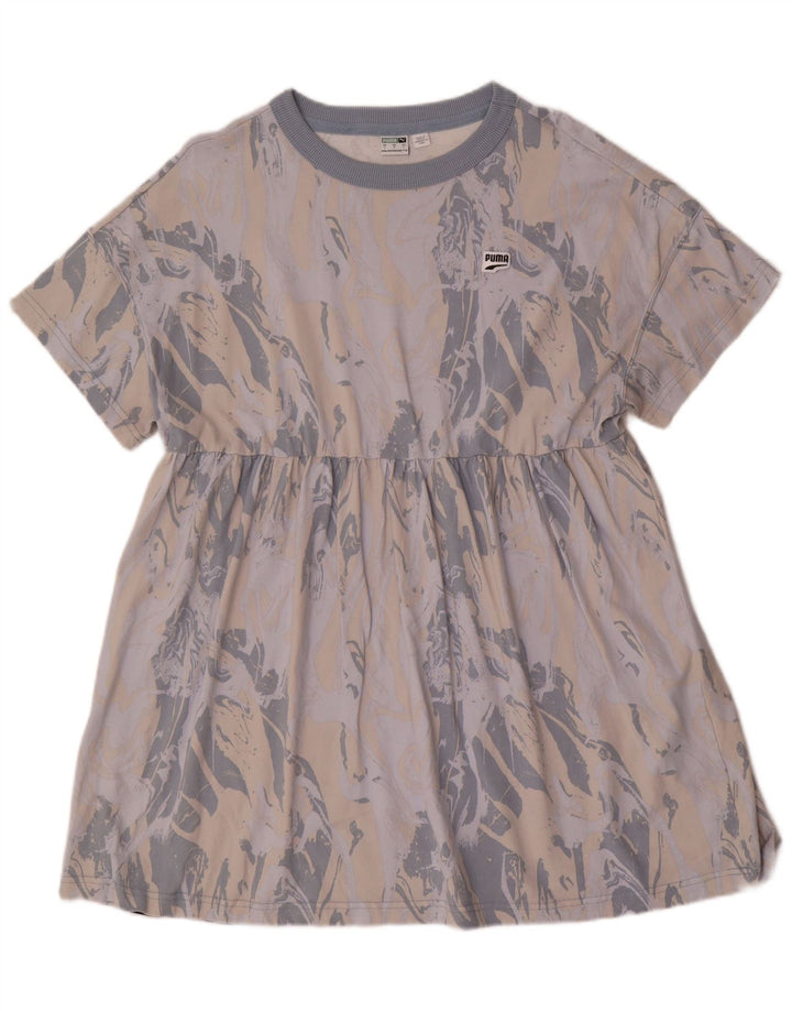 PUMA Vestido acampanado con estampado abstracto para mujer UK 46 Grande Gris Colorblock