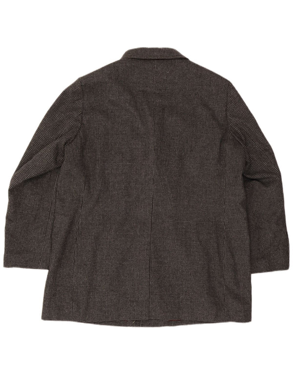 Marks & Spencer Mens Overcoat UK 46 3XL Grey Houndstooth Polyester