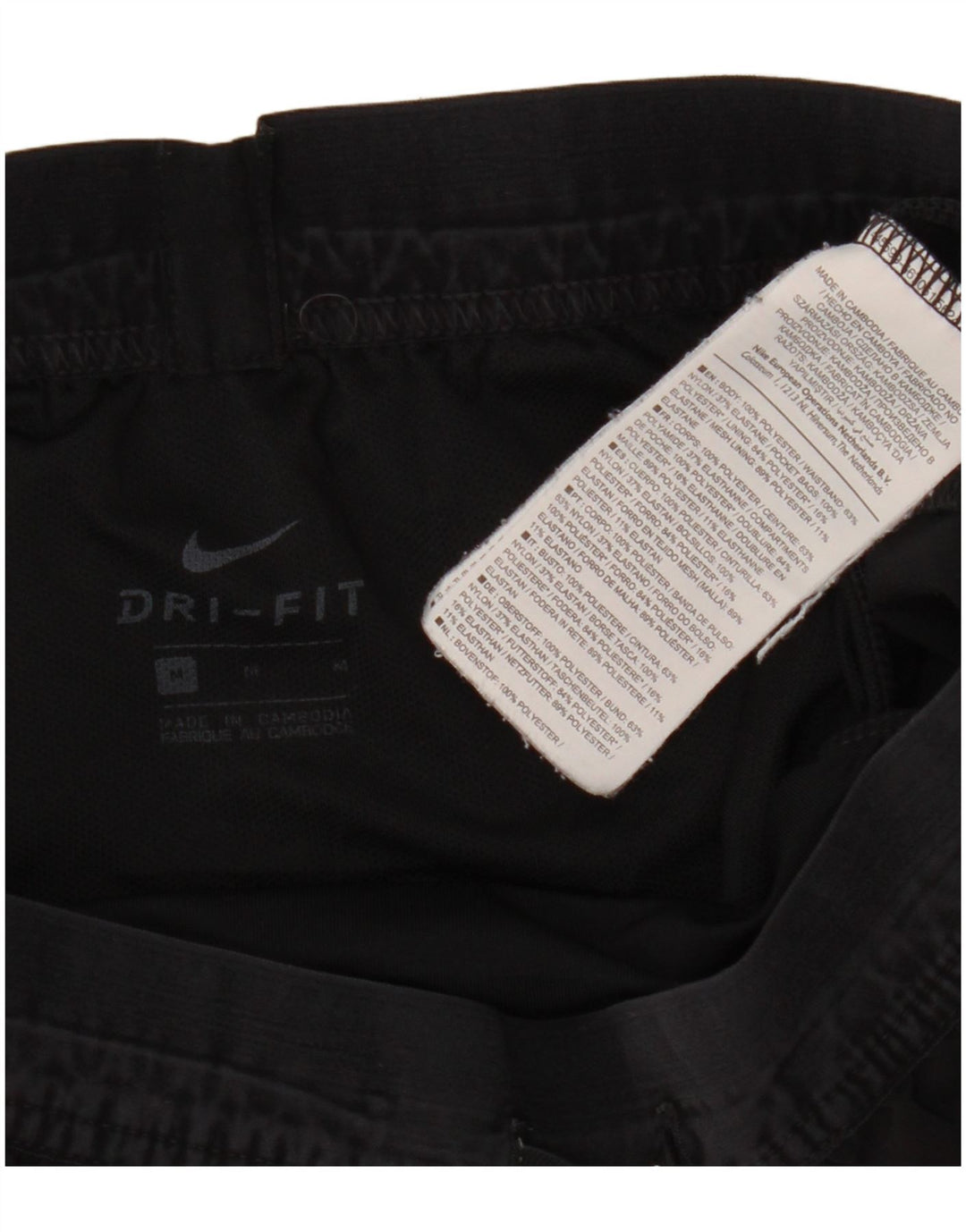 NIKE Pantalones cortos deportivos Dri Fit para mujer UK 12 Mediano Negro Poliéster