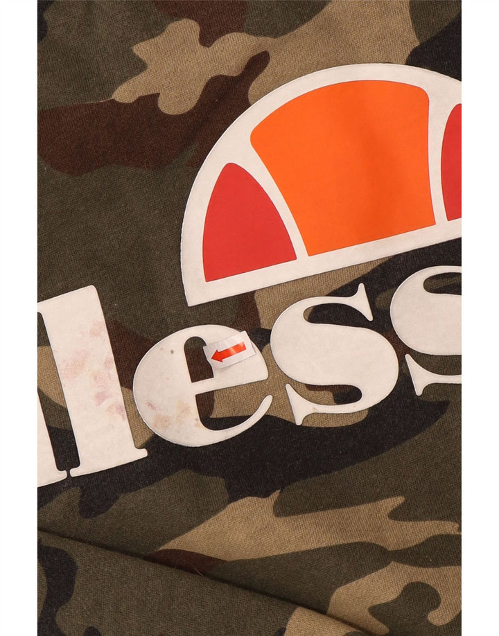 Ellesse Hombre Sudadera Gráfica Jumper Large Khaki Camuflaje Algodón