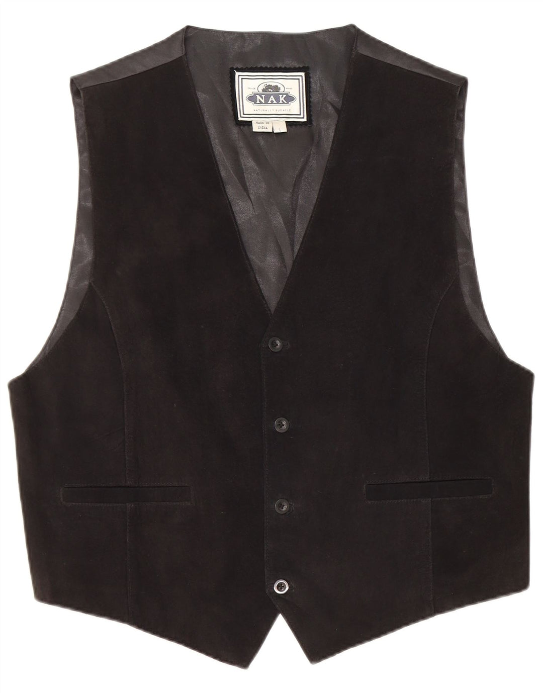 Chaleco de cuero vintage para hombre grande negro