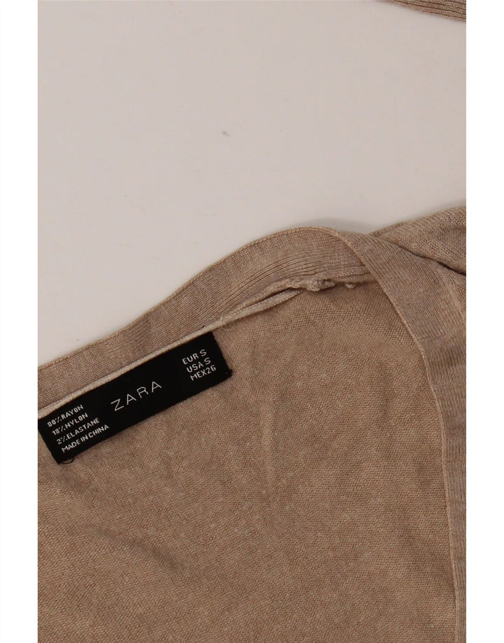 Zara Mujer Jersey con Cuello en V Jersey UK 10 Small Beige
