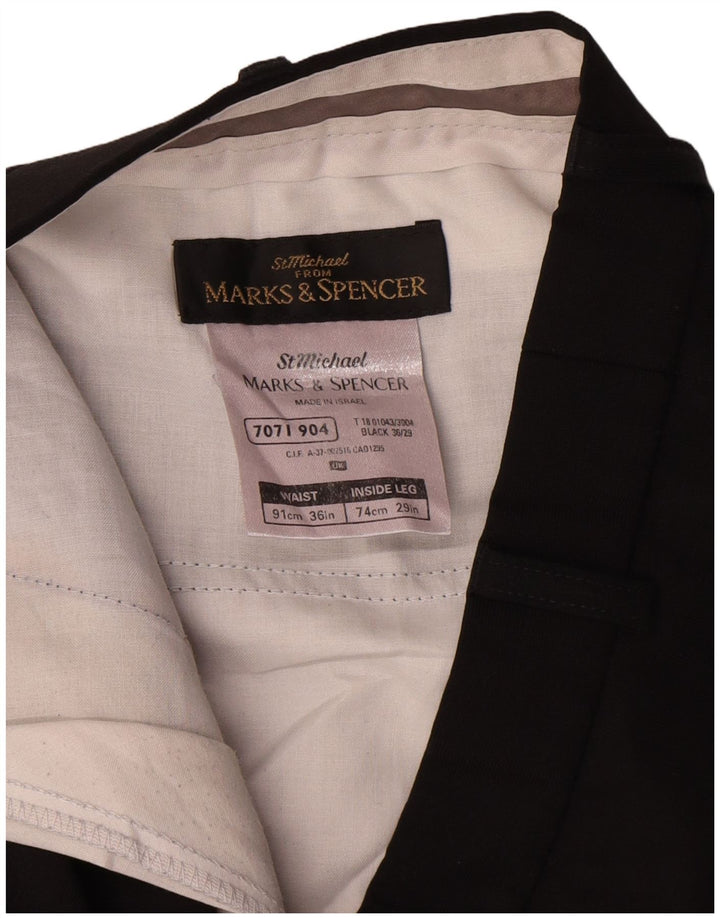 Marks & Spencer Pantalones de traje rectos St. Michael para hombre W36 L29 Negro