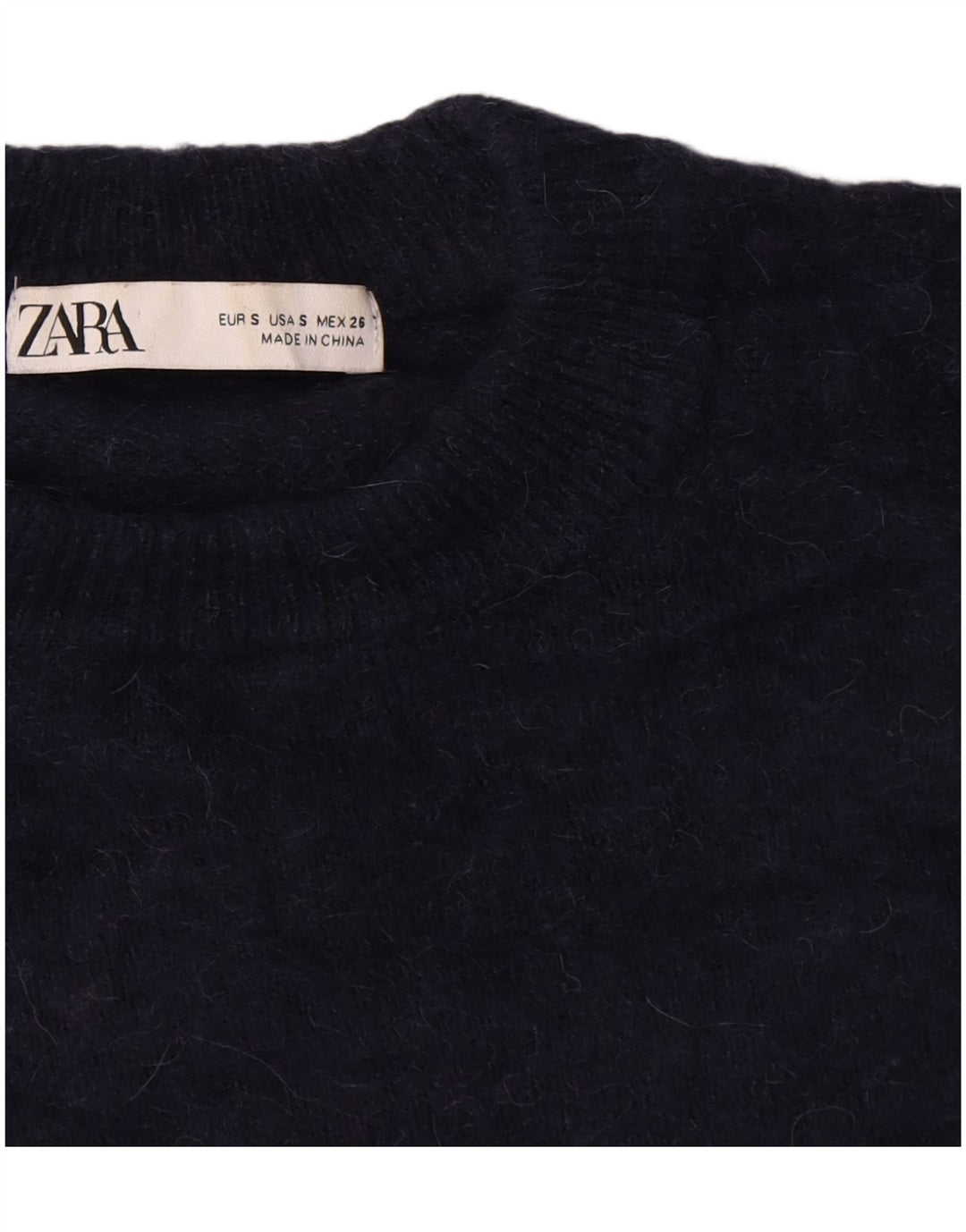 Zara Mujer Suéter De Cuello Redondo De Gran Tamaño UK 10 Small Azul Marino