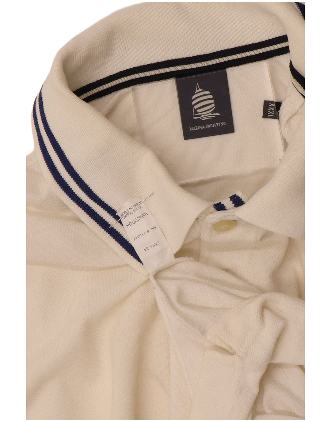 MARINA YACHTING Polo Manga Larga Hombre 3XL Blanco Algodón