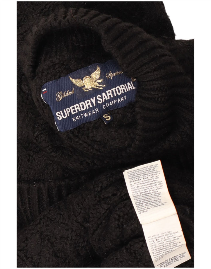 Superdry Jersey extragrande con cuello alto para mujer, talla 40, color negro