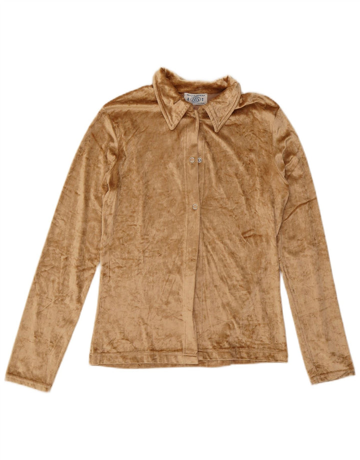 SQUAW Blusa camisera de terciopelo para mujer UK 42 Acrílico beige medio