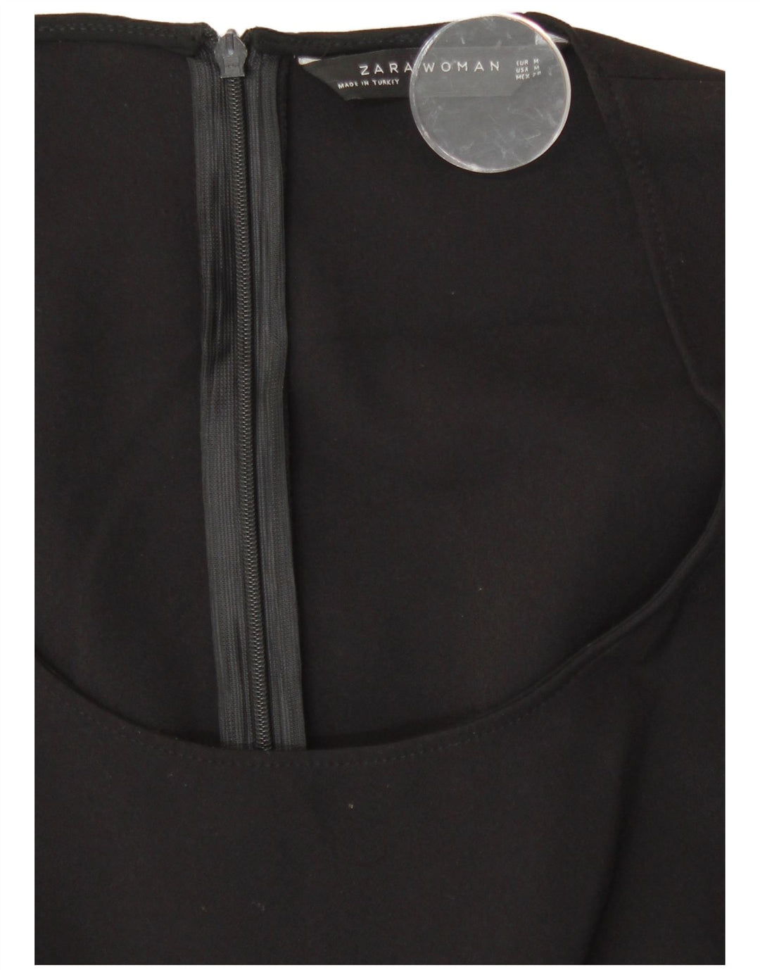 Zara Mujer Vestido Ajustado Sin Mangas UK 40 Mediano Poliéster Negro