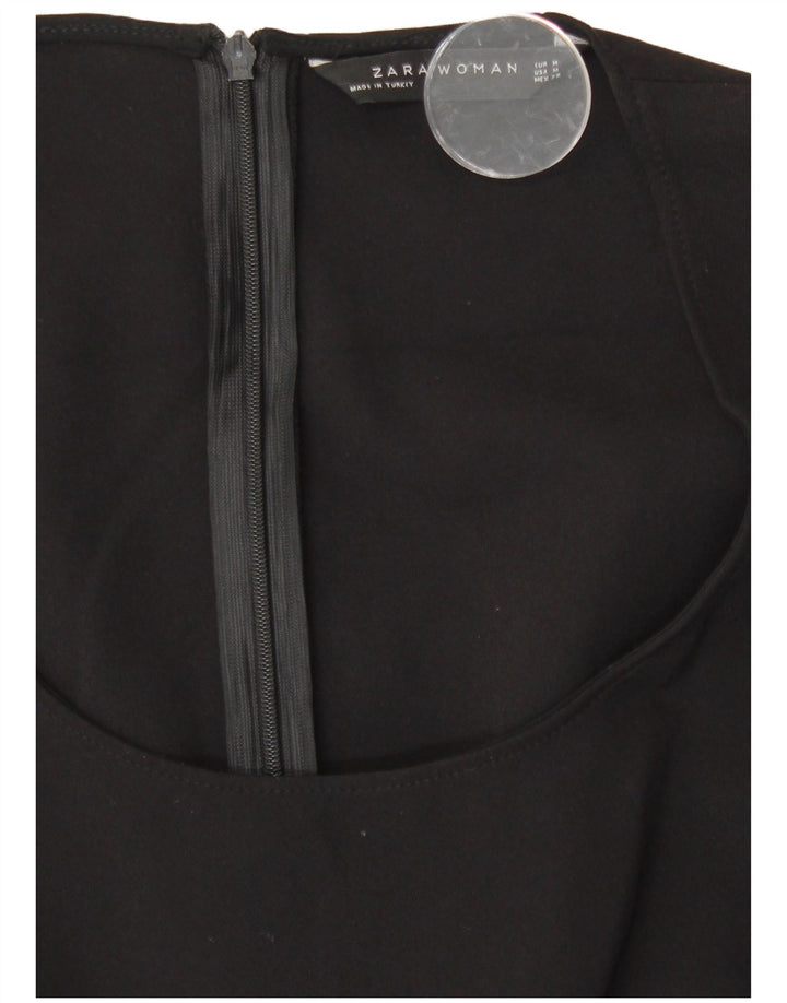 Zara Mujer Vestido Ajustado Sin Mangas UK 40 Mediano Poliéster Negro