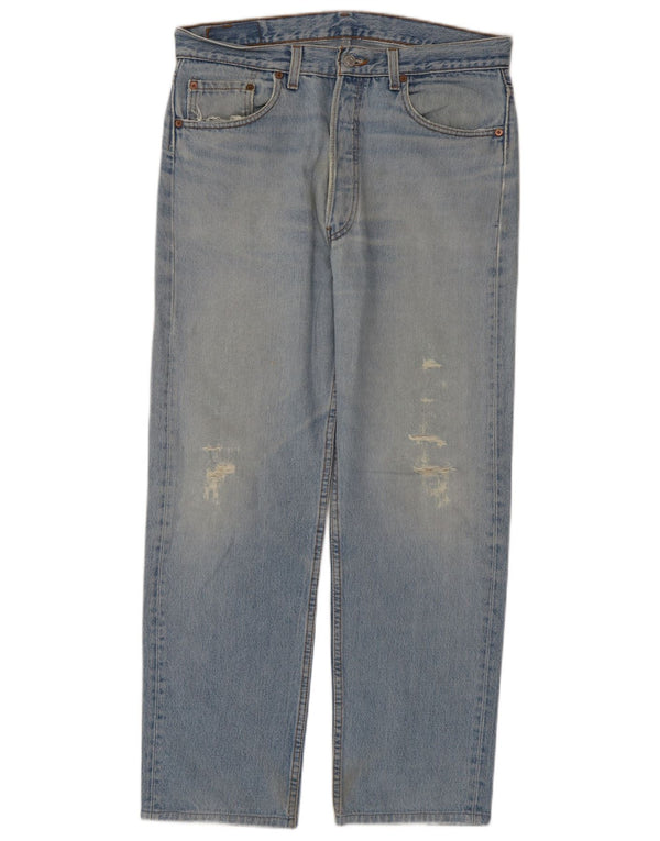 Levi's Jeans rectos desgastados 501 para hombre W34 L29 Algodón azul