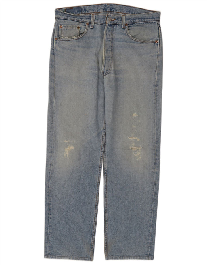 Levi's Jeans rectos desgastados 501 para hombre W34 L29 Algodón azul