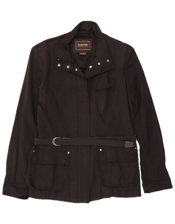 Geox Mujer Respira Utility Jacket UK 46 Grande Poliéster Negro