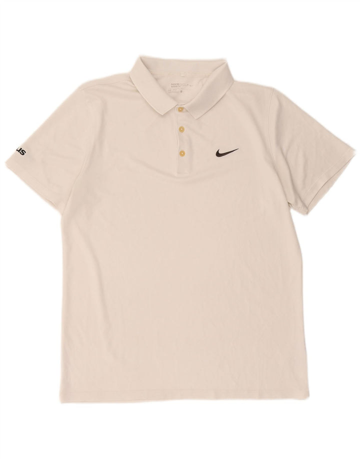 Nike Polo Dri Fit para hombre, poliéster blanco grande