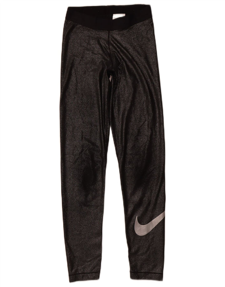 NIKE Leggings gráficos Dri Fit para mujer UK 8 Small Poliéster negro