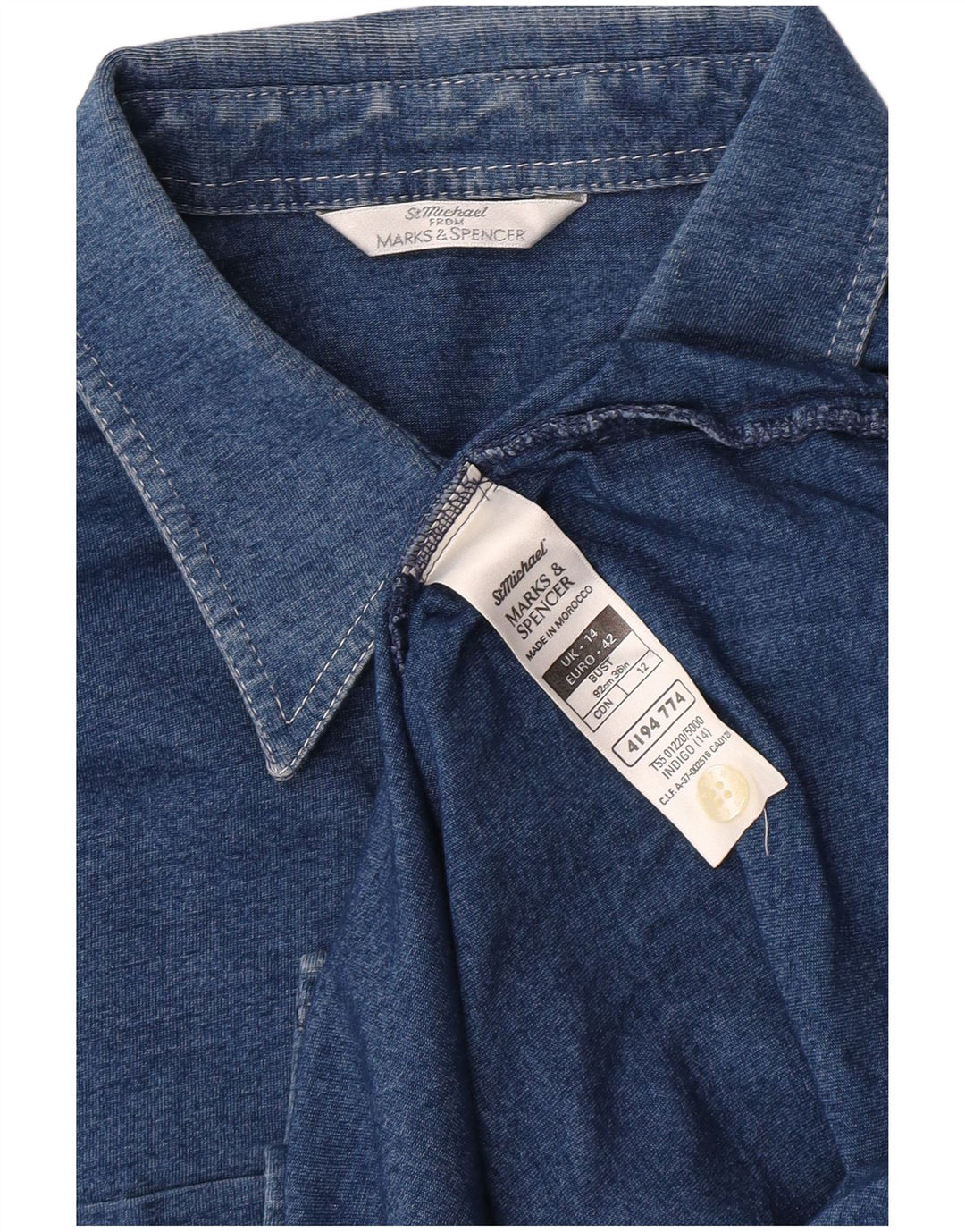 Marks & Spencer Camisa para mujer UK 44 Mediana Azul marino Algodón