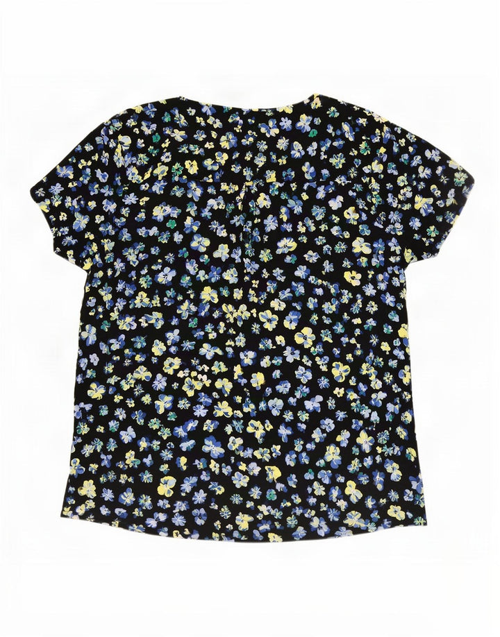 Marks & Spencer Blusa para mujer Top UK 40 Mediano Negro Floral Poliéster