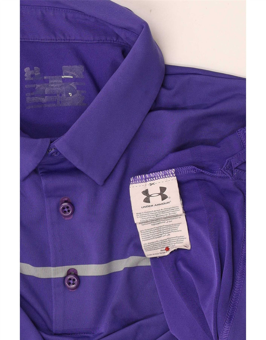 Under Armour Polo para hombre de poliéster a rayas moradas pequeñas
