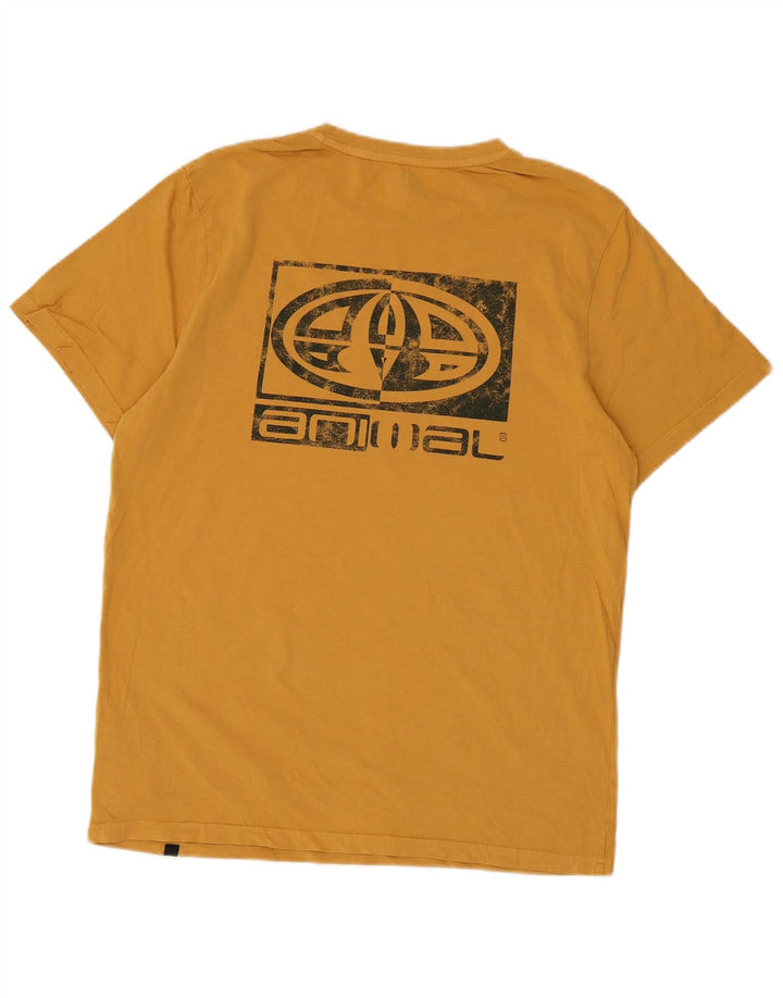 Camiseta con gráfico Animal para hombre Top de algodón amarillo medio