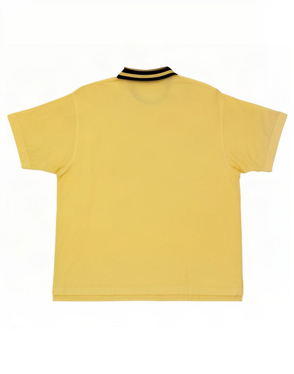 Vintage hombres gráfico manga corta jersey camisa medio amarillo colorblock
