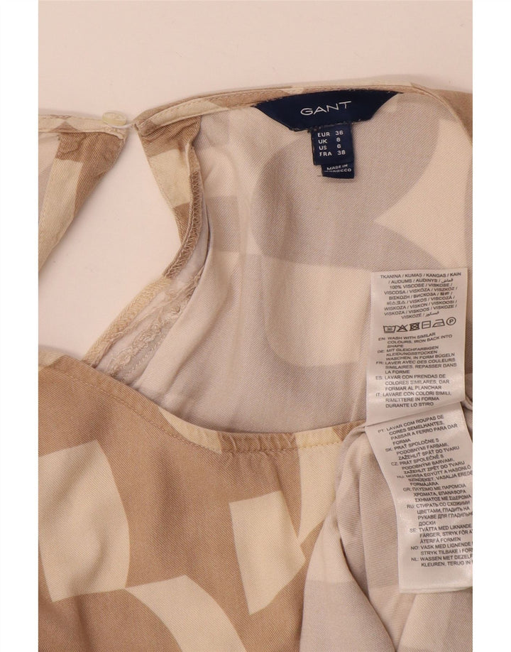 Gant Blusa extragrande para mujer UK 8 Small Viscosa geométrica beige