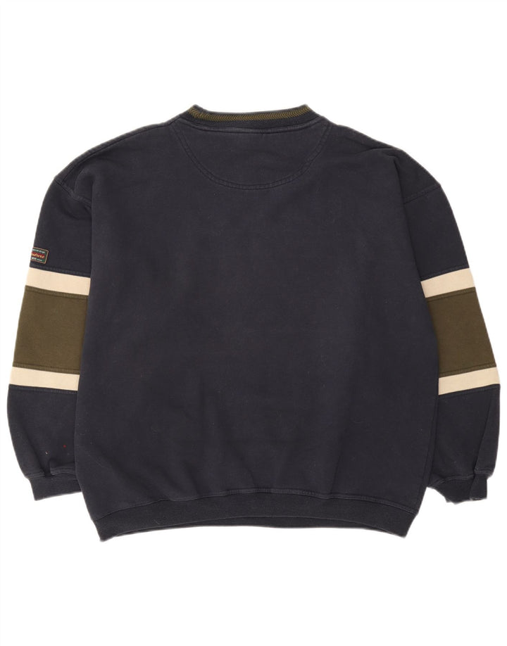 Canda Hombre Sudadera Gráfica Jumper Large Azul Marino Colorblock Algodón