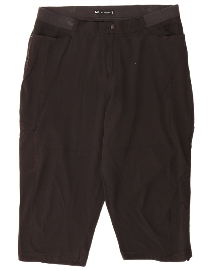 LEE Pantalones capri cargo de ajuste relajado para mujer US 14 XL W34 L20 Negro