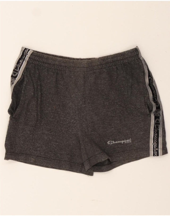 CHAMPION Womens Graphic Sport Shorts UK 14 Medium Grey Flecked Vintage Champion and Second-Hand Champion from Messina Hembry 