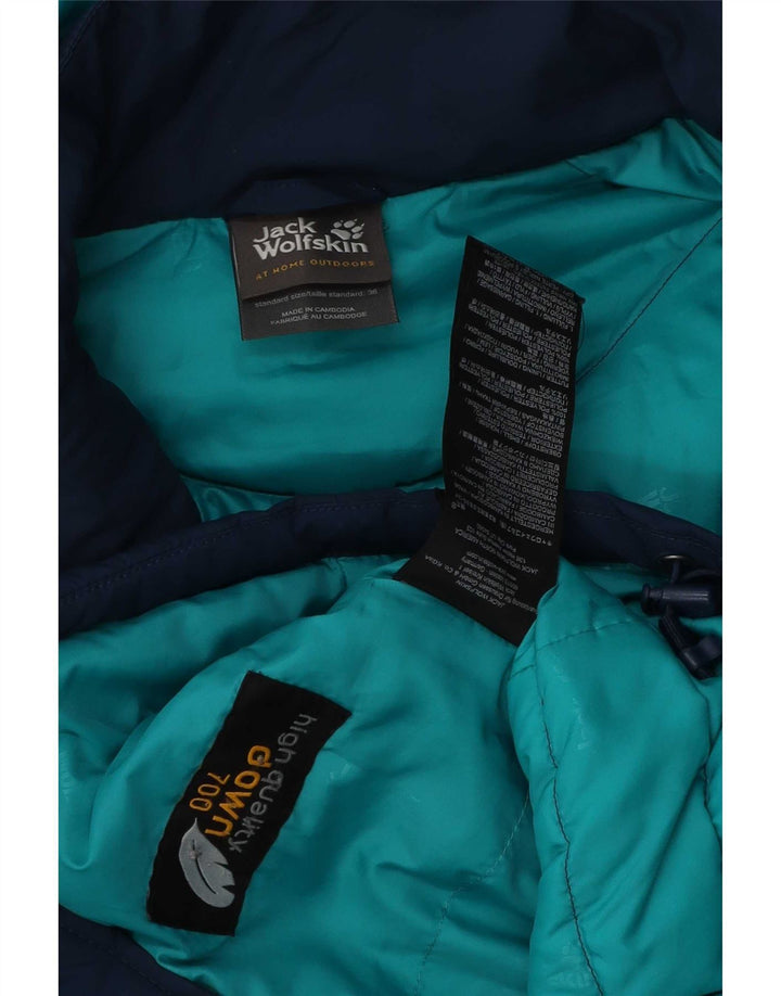 Jack Wolfskin Chaqueta acolchada con capucha para mujer UK 8/10 Small Azul marino Poliéster