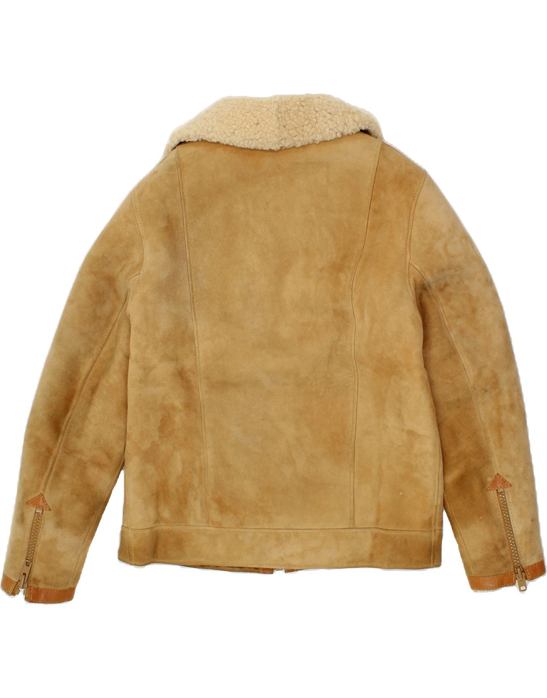 VINTAGE Chaqueta de piel de oveja para hombre Reino Unido 36 Pequeña piel de oveja beige