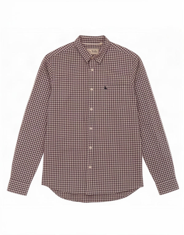 Jack Wills Camisa de corte clásico para hombre de algodón a cuadros en azul marino mediano