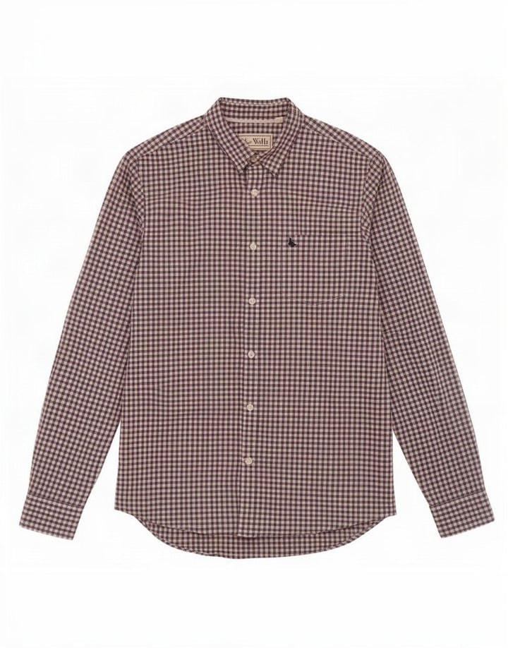 Jack Wills Camisa de corte clásico para hombre de algodón a cuadros en azul marino mediano