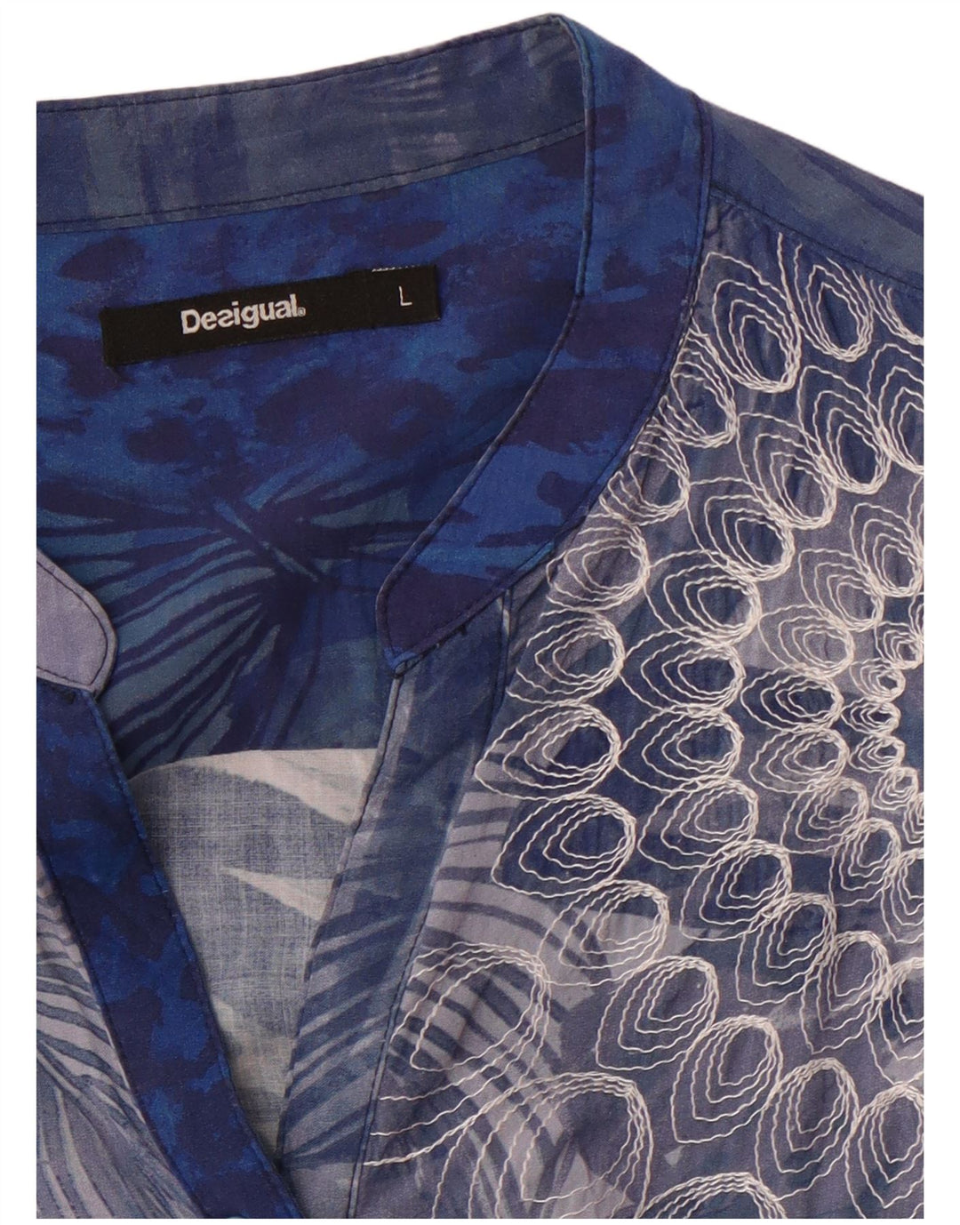 DESIGUAL Blusa camisera para mujer UK 44 Grande Azul Floral