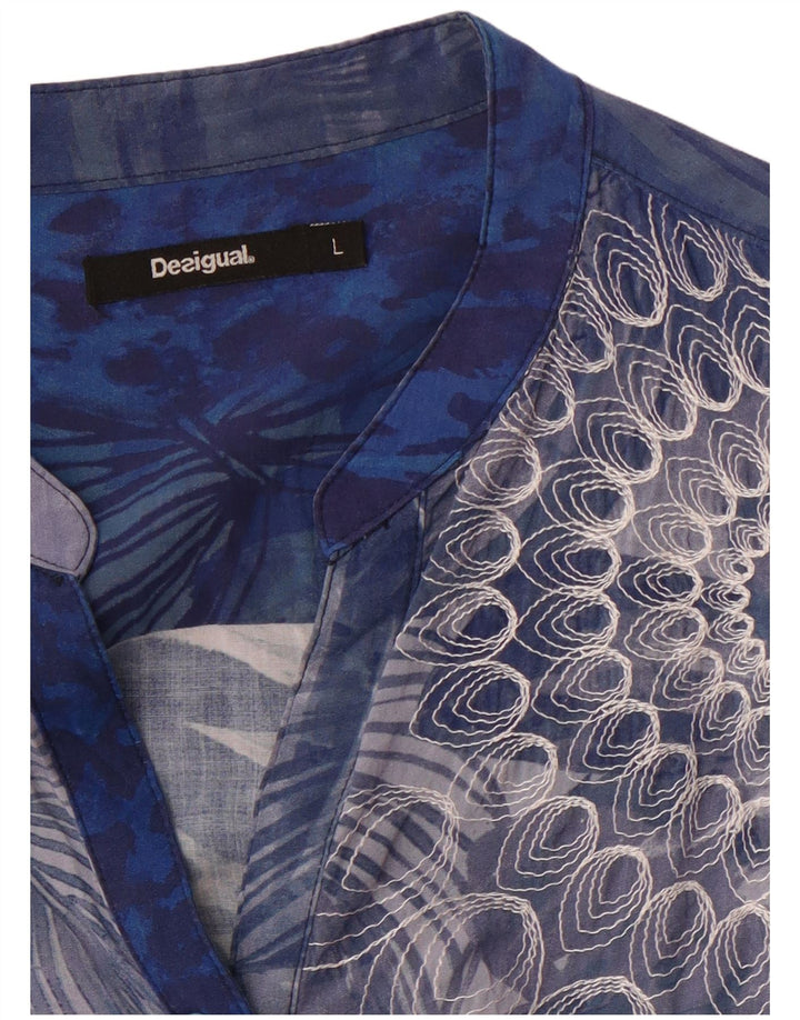 DESIGUAL Blusa camisera para mujer UK 44 Grande Azul Floral