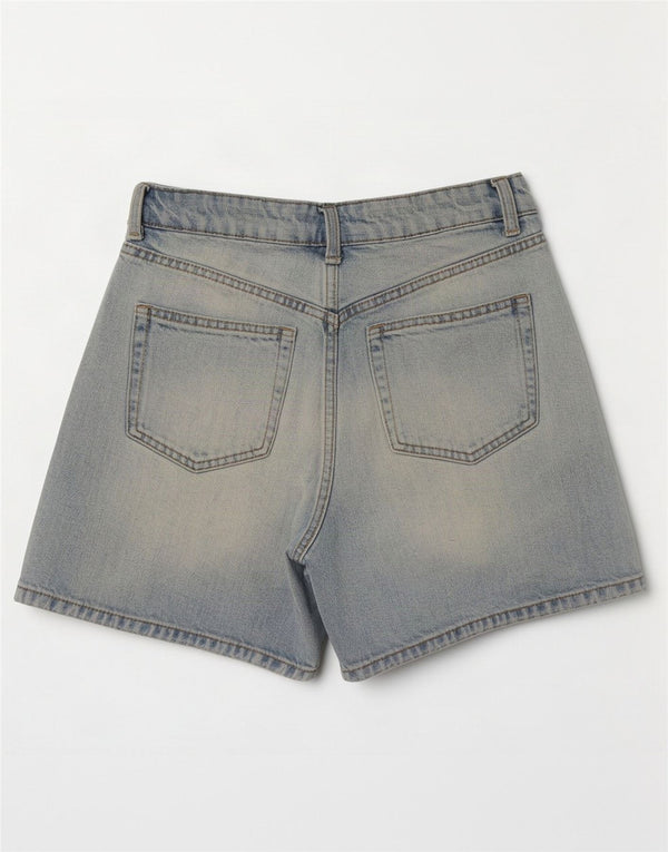 Zara Pantalones cortos vaqueros de cintura alta para mujer EU 34 2XS W24 Algodón azul