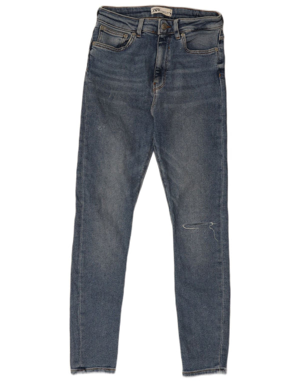 Zara Womens Distressed Skinny Jeans EU 38 Small W28 L27 Blue Cotton