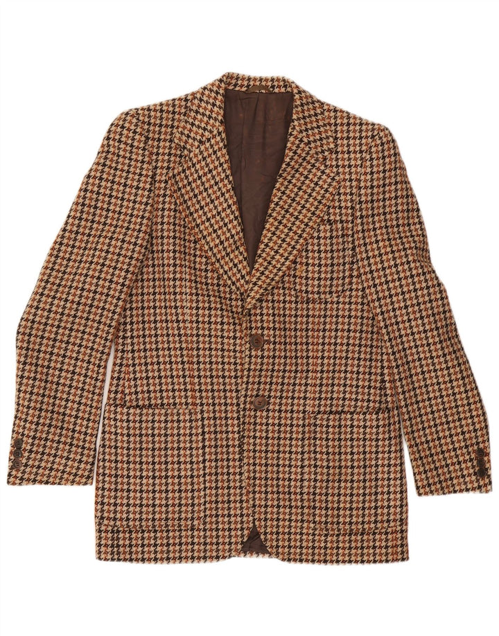 Issimo Chaqueta tipo blazer de 2 botones para hombre UK 38 Marrón medio Pata de gallo