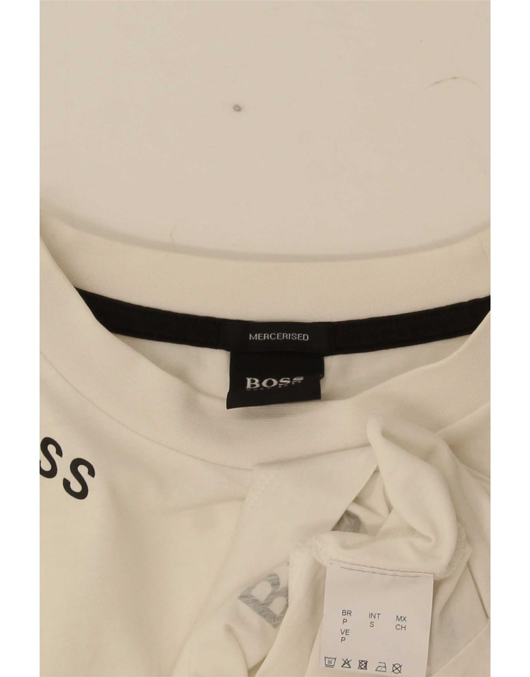 Hugo Boss Hombre Camiseta Gráfica Top Pequeño Algodón Blanco
