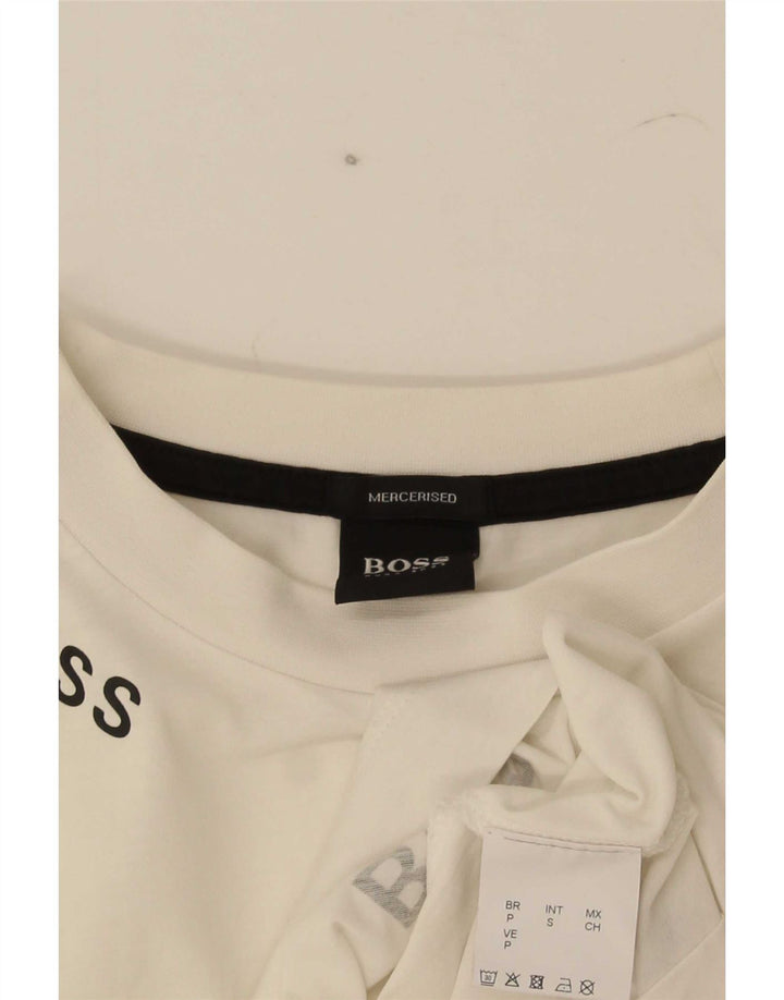 Hugo Boss Hombre Camiseta Gráfica Top Pequeño Algodón Blanco
