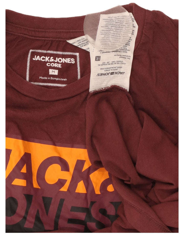 JACK & JONES Hombre Camiseta Gráfica Top Medium Granate Algodón